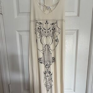 Volcom Cream Tank Maxi Dress with Black Graphic